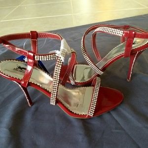 NWT Shiekh Red Bling Sparkle High Heels